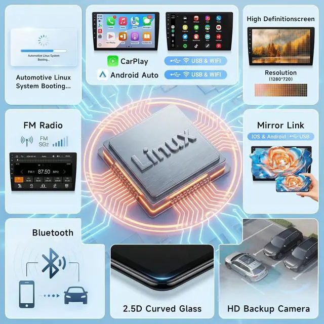 Alt view image 4 of 5 - Leadfan Linux Car Stereo for Hyundai Elantra (Non JBL Version) 2011 2012 2013 with Wireless Carplay Android Auto 9 Inch Touchscreen Fast Boot Radio Bluettoth FM SWC Backup Camera