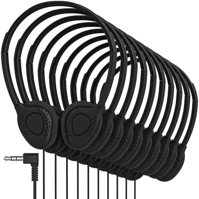 Main image of Maeline Bulk Headphones with 3.5 mm Headphone Plug - 20 Pack - Black