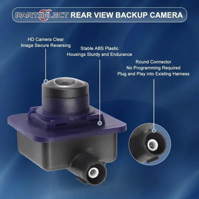 Alt view image 3 of 5 - Partselect HC3Z-19G490-X Rear View Backup Camera Replacement for Ford F250 F350 Super Duty 2017 2018 2019 6.2L / 6.7L / 7.3L V8 Back Up Camera Replaces# HC3Z-19G490-E (Just for Round Hole Plug)