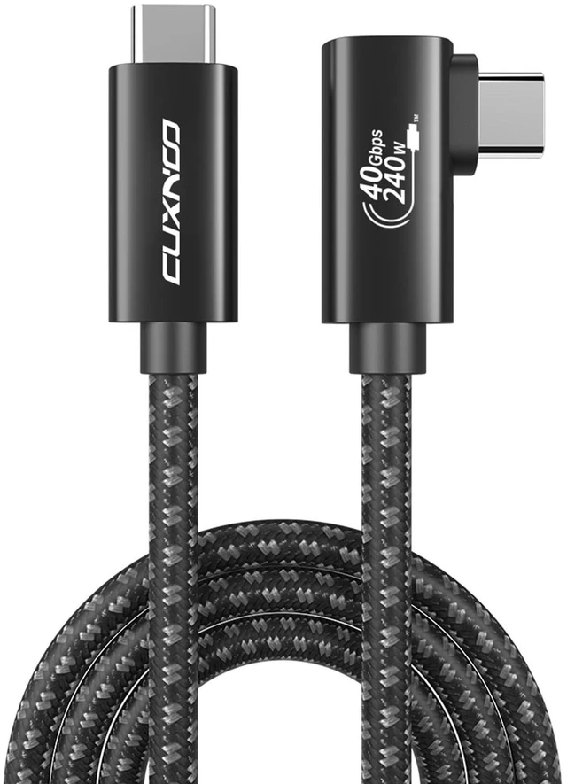 Main image of Cuxnoo 8K USB 4 Cable 40Gbps 240W Fast Charge C-C Cable for Laptop/Monitor/Portable Hard Drive/Docking Station, 2m (6.6ft), Angle