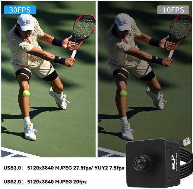 Alt view image 3 of 5 - IFWATER 5K USB3.0 Industrial Camera,20MP 5120x3840 High Resolution Webcam,85 HFOV No Distortion Lens,Support USB3.0/2.0 High Speed Transmission,Plug&Play for Windows Linux Mac Android System
