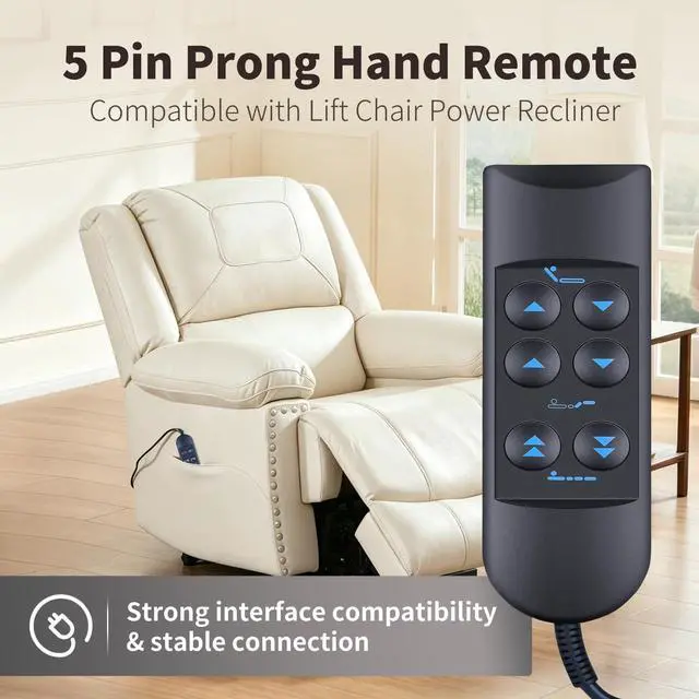 Alt view image 2 of 5 - ZWP 6 Button 5 Pin Prong Lift Chair Remote Control Replacement Compatible for Premier Silver Series, Flex Plus SF-50, Medline, MiBed Adjustable Base