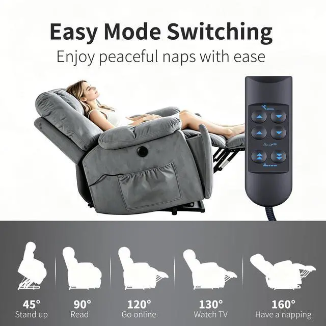 Alt view image 5 of 5 - ZWP 6 Button 5 Pin Prong Lift Chair Remote Control Replacement Compatible for Premier Silver Series, Flex Plus SF-50, Medline, MiBed Adjustable Base