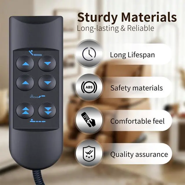 Alt view image 3 of 5 - ZWP 6 Button 5 Pin Prong Lift Chair Remote Control Replacement Compatible for Premier Silver Series, Flex Plus SF-50, Medline, MiBed Adjustable Base