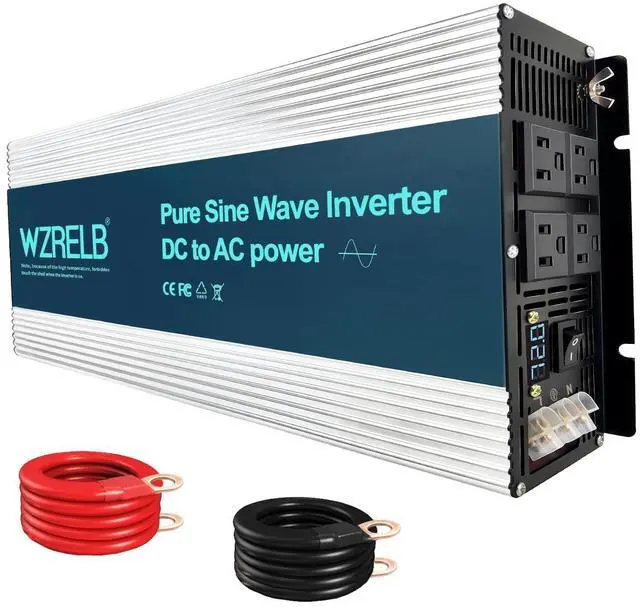 Main image of WZRELB 5000W Pure Sine Wave Inverter, Car Power Inverter 72V DC to 110V 120V AC Converter for RV, Truck, Solar, Outdoor with 4 AC Outlets, Hardwire Port, Surge 10000W, LED Display,Off-Grid