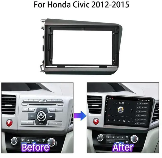 Alt view image 2 of 5 - 9'' Car Radio Stereo Dash Install Kit Fascia Panel Trim fits for Honda Civic Sedan 2012-2015 Left Hand Drive Installation Aftermarket Stereo Headunit