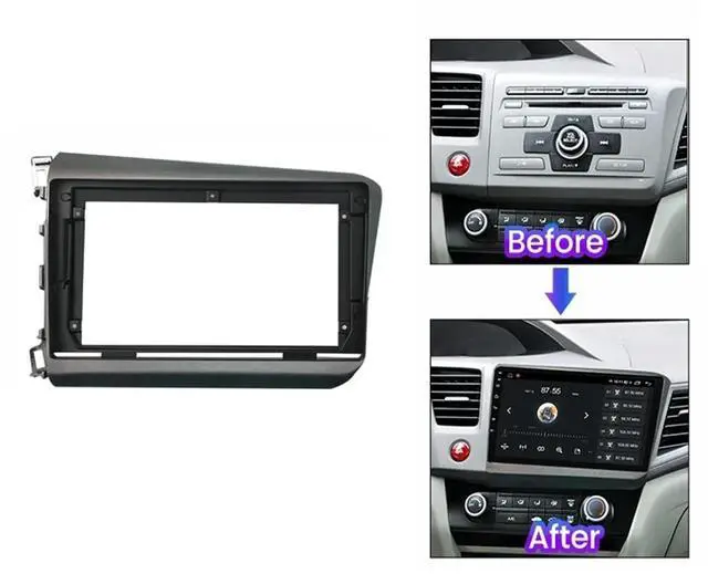 Alt view image 4 of 5 - 9'' Car Radio Stereo Dash Install Kit Fascia Panel Trim fits for Honda Civic Sedan 2012-2015 Left Hand Drive Installation Aftermarket Stereo Headunit