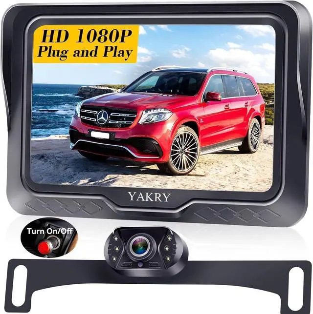 Main image of HD 1080P Backup Camera for Cars, Trucks, SUVs, RVs - Night Vision, Waterproof, Wide Angle, Easy DIY Installation, Includes 4.3 LCD Monitor for Safer Parking