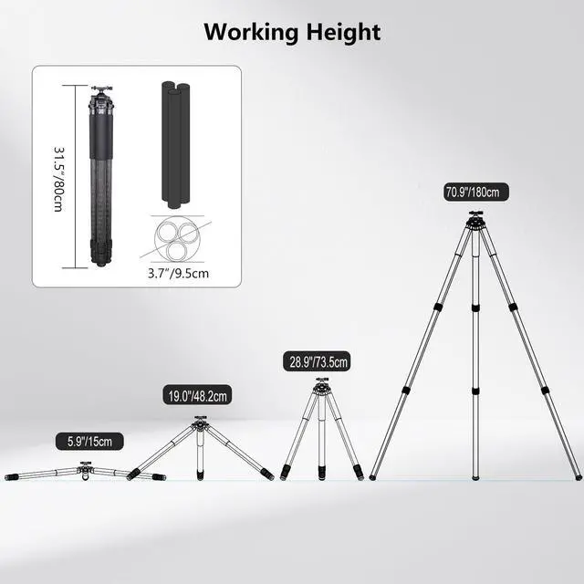 Alt view image 3 of 5 - VICELK MK403 71.6'' Carbon Fiber Tripod for Hunting with Arca Swiss Quick-Release Mount, 360 Rotating 52mm Ball Head Adpter for Photography, Hunting and Outdoor, 40mm/1.57" Tube, Load 40kg/88lbs