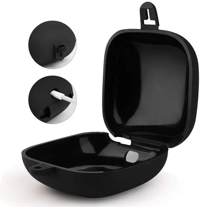 Alt view image 3 of 5 - SaharaCase Silicone Protective Case for Beats by Dr. Dre Powerbeats Pro with Carabiner Clip Rugged Protection Antislip Grip Easy Carrying Slim (Black)