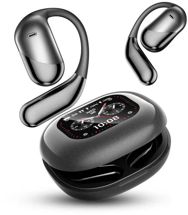 Main image of JUNJIEUNVO Q16 PRO Wireless Translation Earbuds with 70 Hour Bluetooth 5.4 Sports, Open wear, Wireless Bluetooth Smart Touch Screen, Ear Cup Earbuds with Ear Hooks, IPX5 Waterproof (Blac