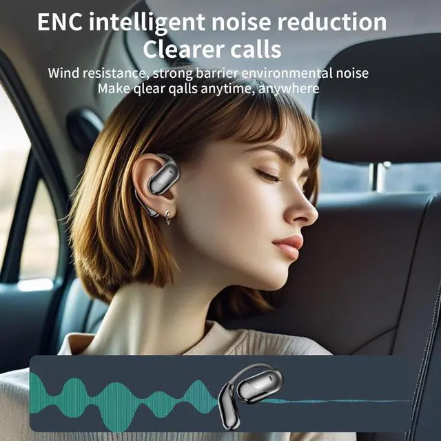 Alt view image 3 of 5 - JUNJIEUNVO Q16 PRO Wireless Translation Earbuds with 70 Hour Bluetooth 5.4 Sports, Open wear, Wireless Bluetooth Smart Touch Screen, Ear Cup Earbuds with Ear Hooks, IPX5 Waterproof (Blac