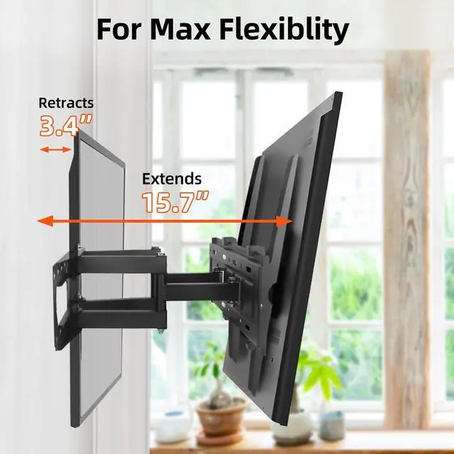 Alt view image 3 of 5 - Linhedai TV Wall Mount for 26-70 Inch Flat & Curved TVs, Wall Mount Bracket with Dual Articulating Arms, Swivel, Tilt, Articulating Swivel Extension Tilting Leveling Max VESA 400x400mm, up to 99lbs