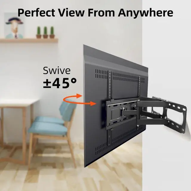 Alt view image 5 of 5 - Linhedai TV Wall Mount for 26-70 Inch Flat & Curved TVs, Wall Mount Bracket with Dual Articulating Arms, Swivel, Tilt, Articulating Swivel Extension Tilting Leveling Max VESA 400x400mm, up to 99lbs