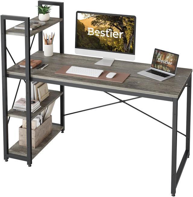 Bestier 55 inch L-Shaped Gaming Computer Desk with Monitor Stand Home  Office Corner Desk Grey