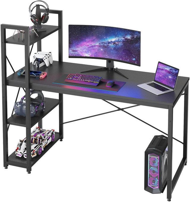 Bestier 55 inch L-Shaped Gaming Computer Desk with Monitor Stand Home  Office Corner Desk Black