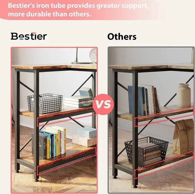 Alt view image 3 of 7 - Bestier Small L Shaped Desk with Storage Shelves 47 Inch Corner Computer Desk Writing Study Table for Home Office Small Space, Rustic Brown