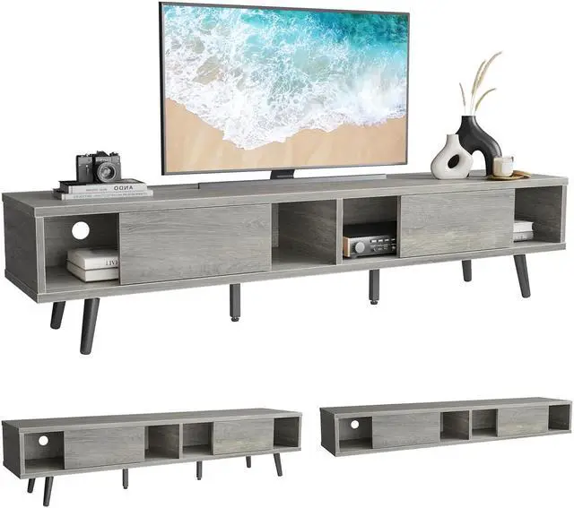 Main image of Bestier Mid Century Modern TV Stand for TVs up to 75" with Storage Grey