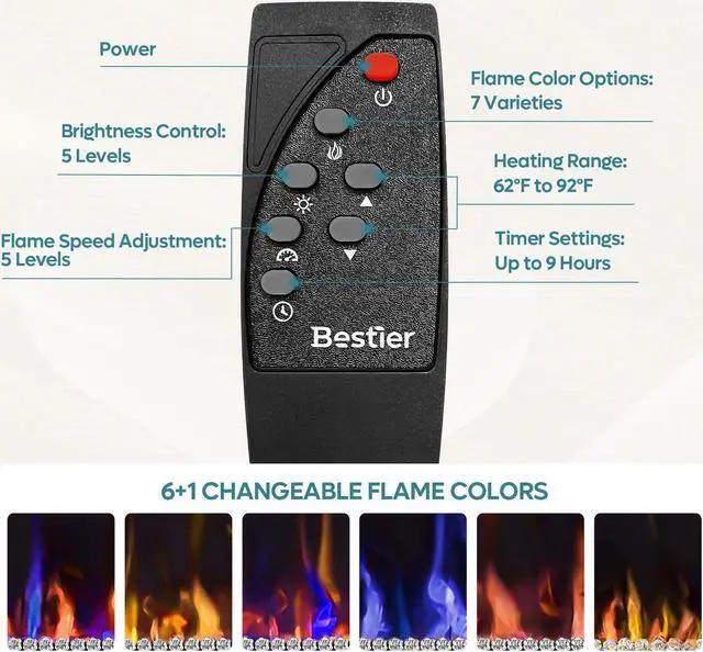 Alt view image 5 of 7 - Bestier 70 inch TV Stand with Fireplace Gaming Entertainment Center for 75'' TVs