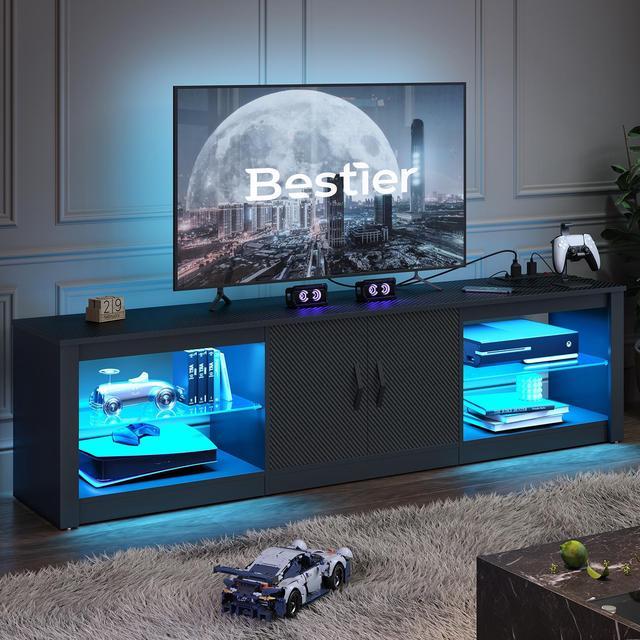  Bestier Gaming TV Stand for TV up to 65 Inch 55” Gaming  Entertainment Center for Bedroom Living Room Industrial TV Stand with Led  Lights 20 Modes Fabric Drawer Teen/Young Love, Wash