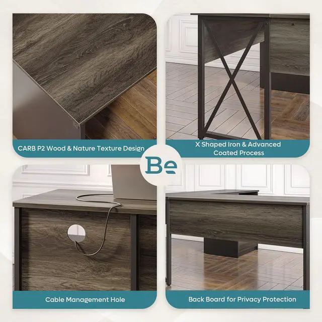 Alt view image 3 of 7 - Bestier 95.2" Lift Top L-Shaped Desk with Storage Drawers, 9 Inch Lift Standing Office Desk with Movable Computer Monitor Stand, Dark Gray