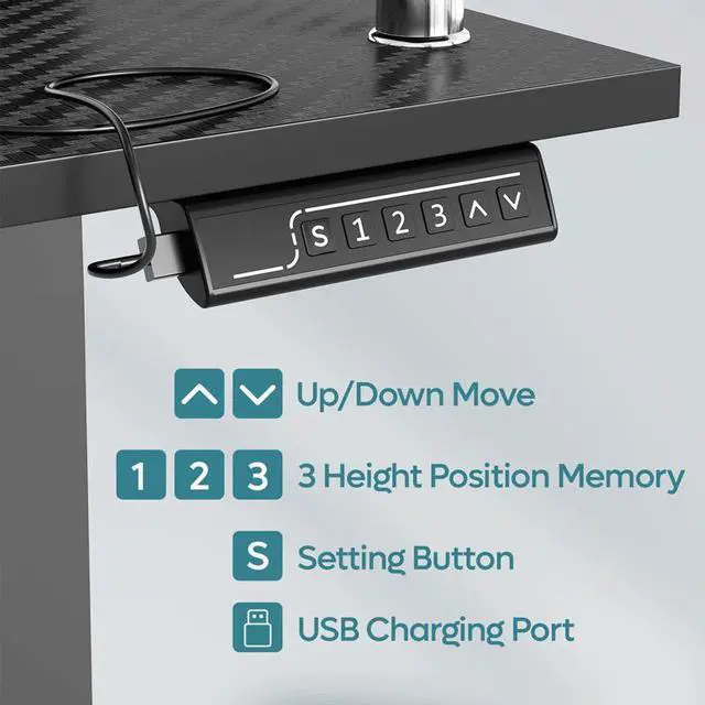 Alt view image 6 of 7 - Bestier LED Electric Standing Desk Adjustable Height, 58x26 Inch Large Sit Stand Desk with Monitor Stand, Ergonomic Rising Office Workstation, Headphone Hook & Storage Bag