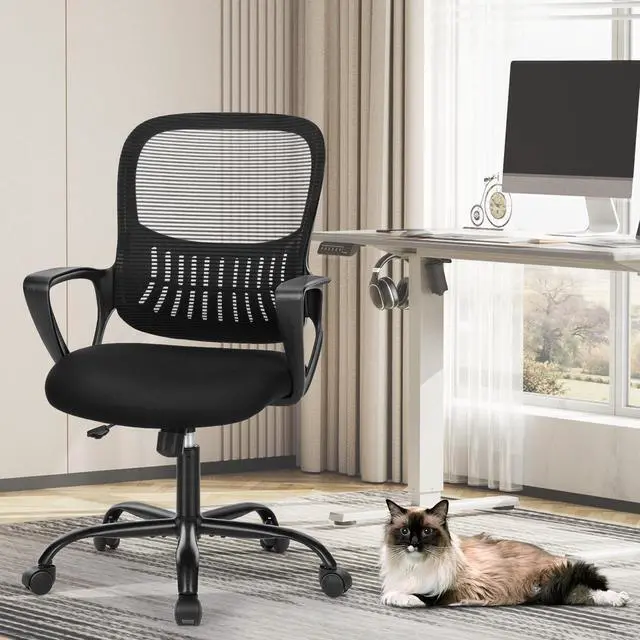 Alt view image 4 of 4 - Bestier Tall Ergonomic Fixed-Arm Office Chair with Adjustable Footrest Ring,Height & Lumbar Support