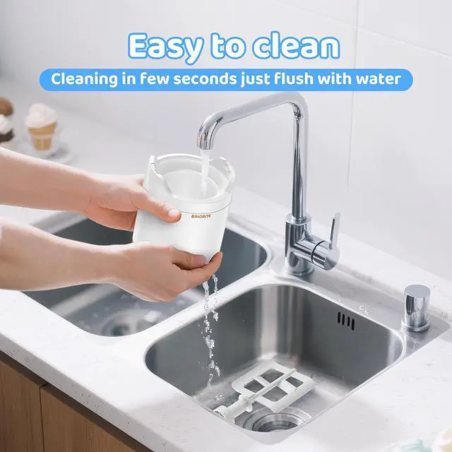 Alt view image 6 of 7 - BRIOBITE Rechargeable & Compact Electric Ice Cream Machine for Gelato, Milkshakes & Sorbet,Double-Insulated Bowl,Easy to Clean,Perfect for 1-2 Servings,White