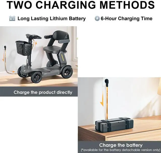 Alt view image 6 of 7 - PAISEEC S3 Foldable Mobility Scooter for Adults - 25 Miles Range, 6 mph, Lightweight Mobility Scooter, Large Wheels for Outdoor