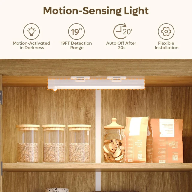 Alt view image 3 of 7 - Bestier Pantry Cabinet, 72" Tall Kitchen Cabinet with Doors, 2 Adjustable Shelves & 1 Drawer, Kitchen Storage Cabinets with Sensor Light, Freestanding Cupboards for Dining Room, Bathroom, Natual Oak