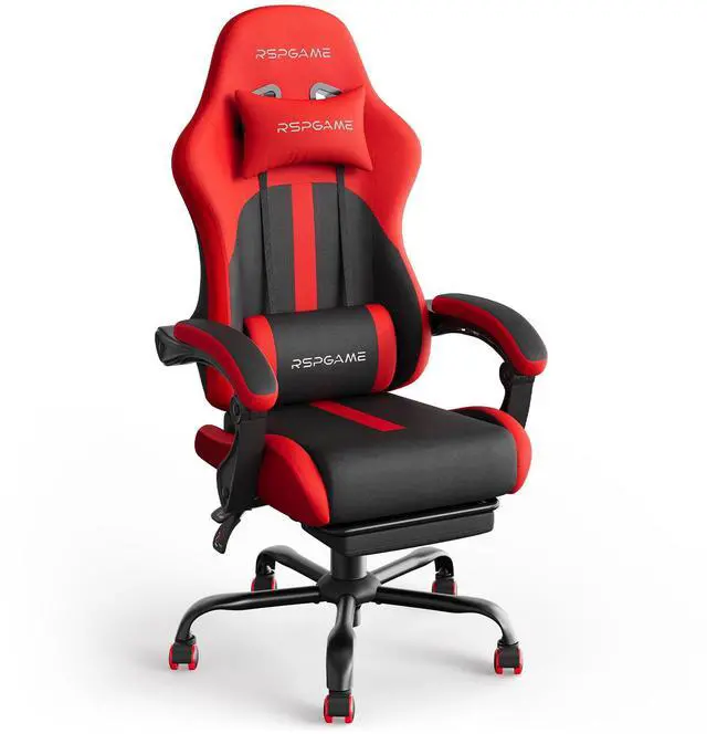 Main image of RSPGAME Basic Ergonomic Gaming Chair for Adults - PU Leather Office Chair with Lumbar Support, Pocket Spring Cushion & Retractable Footrest Red
