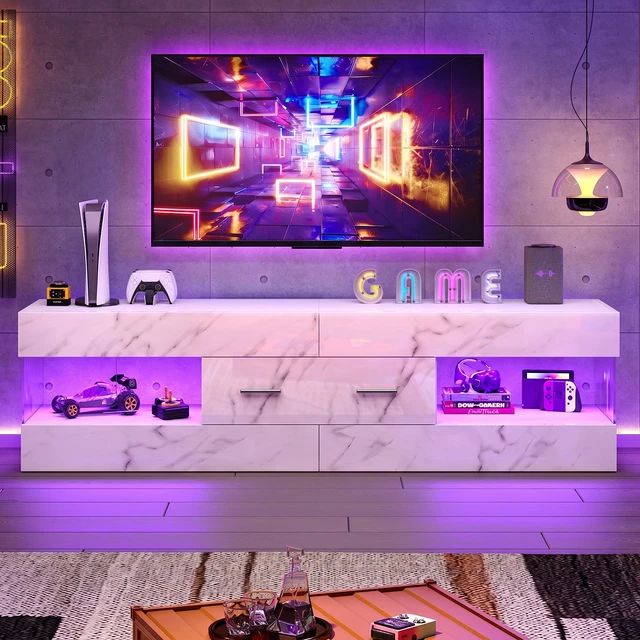 Alt view image 7 of 7 - 60 inch W TV Stand for TVs up to 65", Modern Entertainment Center for TVs with LED Light and Storage Drawers