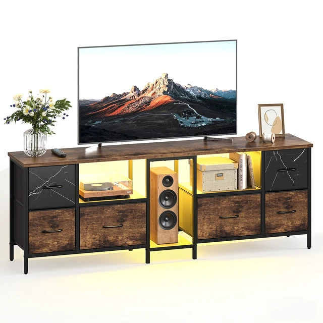 Alt view image 7 of 7 - 63 inch W TV Stand with RGB LED Light, 6 Drawers Media Console, Entertainment Center for TVs up to 70", Game Console for Living Room Bedroom Rustic Brown
