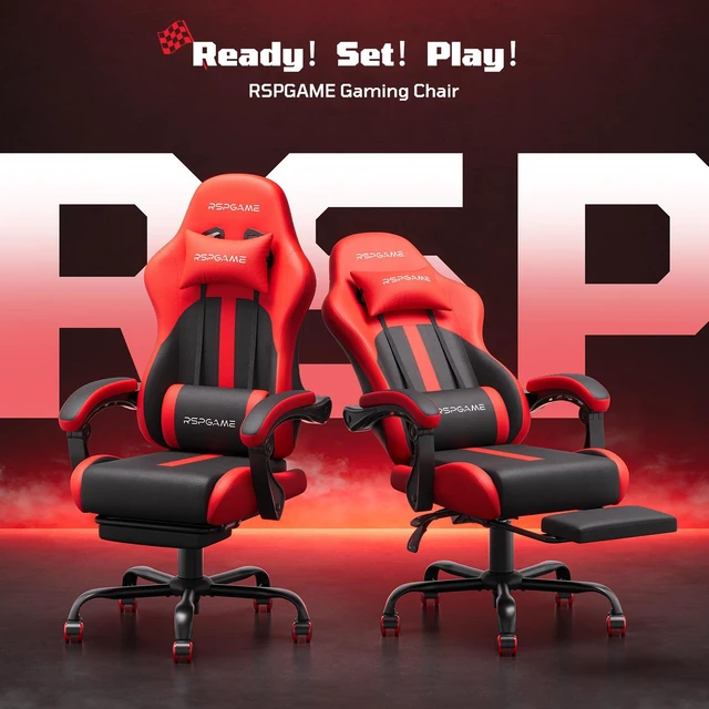 Main image of Basic Ergonomic Gaming Chair with Vibration Lumbar Support, PU Leather Office Chairs with Retractable Footrest for Adult, Home Computer Chairs
