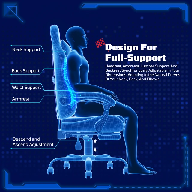 Alt view image 3 of 7 - Basic Ergonomic Gaming Chair with Vibration Lumbar Support, PU Leather Office Chairs with Retractable Footrest for Adult, Home Computer Chairs Black and White PVC
