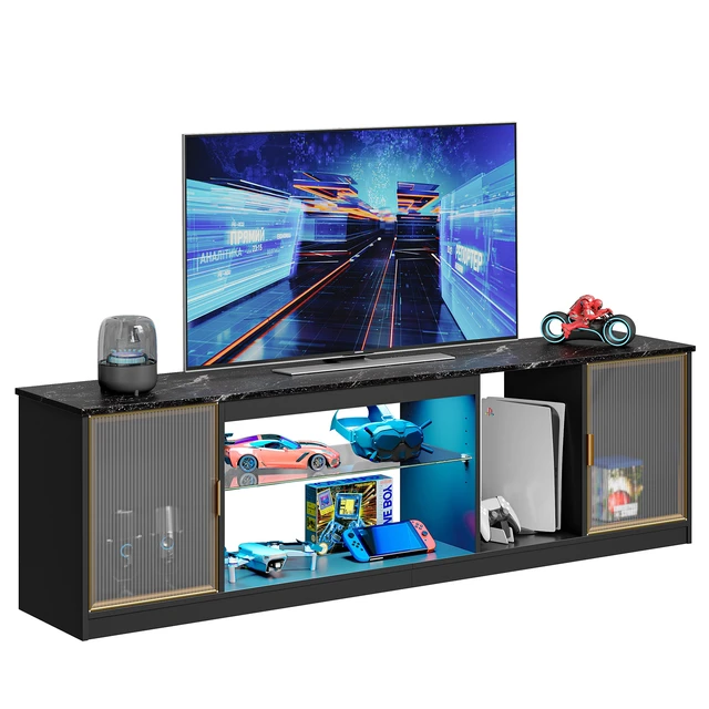 Alt view image 7 of 7 - 70.87 inch LED TV Stand for TVs up to 80", Gaming TV Cabinet for PS5, TV Console for Living Room