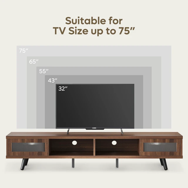 Alt view image 7 of 7 - 70-inch LED Modern Low Profile TV Consoles with Storage for Living Room
