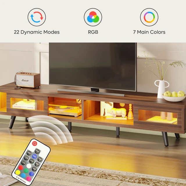 Alt view image 4 of 7 - 70-inch LED Modern Low Profile TV Consoles with Storage for Living Room
