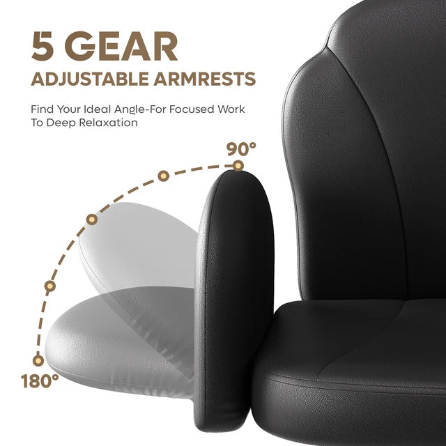 Alt view image 4 of 7 - Criss Cross Chair Vanity Desk Chair with Foldable Armrests, Reclining Office Chair for Home Office, Makeup & Reading,Pet-Friendly
