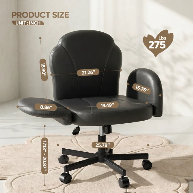 Alt view image 7 of 7 - Criss Cross Chair Vanity Desk Chair with Foldable Armrests, Reclining Office Chair for Home Office, Makeup & Reading,Pet-Friendly