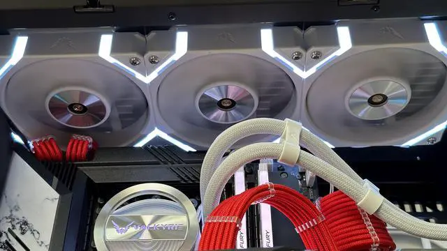 Alt view image 6 of 7 - Valkyrie X12 White PC Case Fan - 120mm - High Performance - aRGB LED - Low Noise, High Airflow 80CFM - Fluid Dynamic Bearings - Ultra Quiet  800-2150 RPM - Daisy Chain  PWM  RGB Computer Cooling