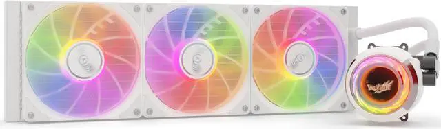 Alt view image 7 of 7 - Valkyrie Jarn 360 White - AIO CPU Liquid Cooler - ARGB LEDs - 3x Fluid Dynamic Bearing 120mm Fans - 5 Year Warranty - 360mm Radiator, Compatible with AM4/AM5, AMD Ryzen 5 5600, 5800x3d, LGA1700/1200