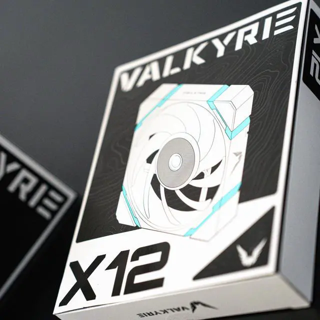Alt view image 7 of 7 - Valkyrie X12 Reverse PC Case Fan - White - 120mm - High Performance - Low Noise, High Airflow 80CFM  Fluid Dynamic Bearings - Ultra Quiet - 2150 RPM - aRGB LED,  RGB, PWM, PC Cooling, Reverse Airflow