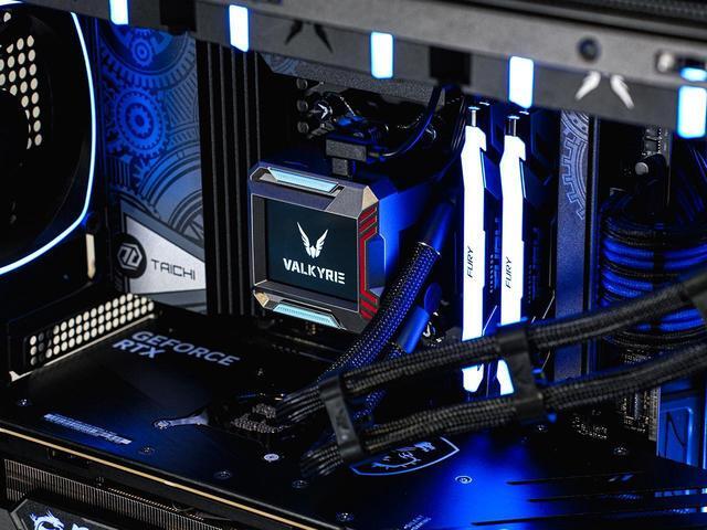 Alt view image 7 of 7 - Valkyrie Syn 360 Black - AIO CPU Liquid Cooler - LCD Screen Inside PC - 3x Fluid Dynamic Bearing X12 Fans, 360mm Water Cooler, Compatible w/ AMD AM4/AM5, Ryzen 7 7800x3d, Intel 14900k, LGA1700/1200
