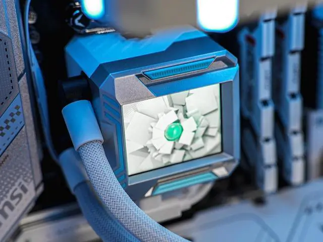 Alt view image 6 of 7 - Valkyrie Syn 240 White - AIO CPU Liquid Cooler - LCD Screen Inside PC - 3x Fluid Dynamic Bearing X12 Fans, 240mm Water Cooler, Compatible w/ AMD AM4/AM5, Ryzen 7 7800x3d, Intel 14900k, LGA1700/1200