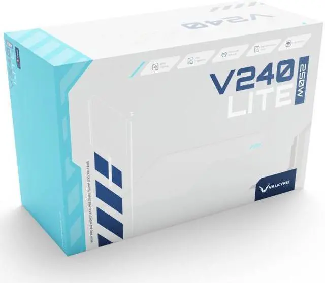 Alt view image 7 of 7 - Valkyrie V240 Lite AIO CPU Liquid Cooler - White, 240mm, RGB LEDs, FDB 120mm Fans 2150RPM, 2800RPM Pump, Fits AMD AM5/AM4, Intel LGA 1851, AMD Ryzen 9900x, 7800x3D, Intel Core Ultra 245K, 265K, 285K