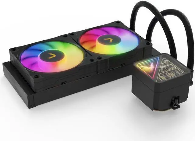 Alt view image 4 of 7 - Valkyrie V240 Lite AIO CPU Liquid Cooler - Black, 240mm, RGB LEDs, FDB 120mm Fans 2150RPM, 2800RPM Pump, Fits AMD AM5/AM4, Intel LGA 1851, AMD Ryzen 9900x, 7800x3D, Intel Core Ultra 245K, 265K, 285K