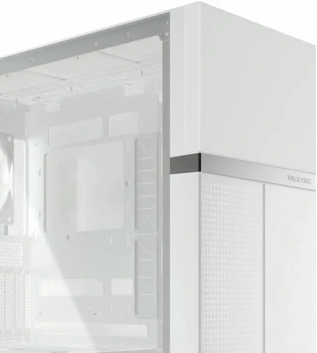Alt view image 3 of 4 - Valkyrie VK02-Lite Mid Tower ATX PC Case - White, Tempered Glass Panel, 360/420mm Radiator Support, ARGB Lighting, Cable Management System, High Airflow Optimized Cooling, 1x V14 Fan Included
