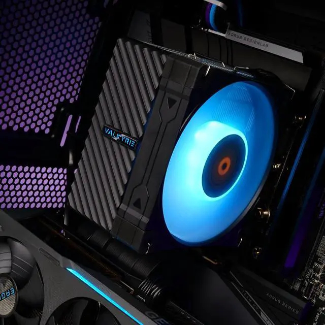 Alt view image 3 of 5 - Valkyrie Surge SL125 Black Air Cooler, CPU Air Cooler ARGB LEDs - AM4/AM5 - LGA 1851/1700/1200, 1x Valkyrie B12 High Performance 120mm CPU Fan, Low Noise, LGA1151/1150, Low Profile
