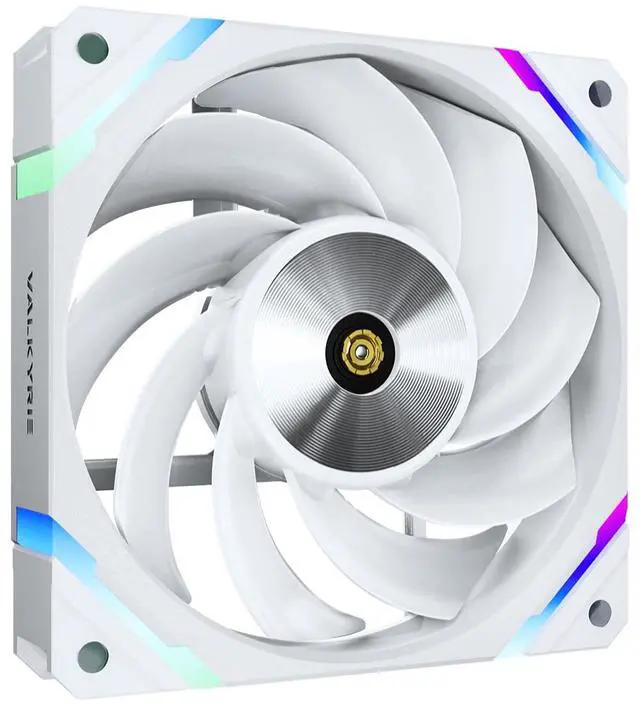 Alt view image 2 of 7 - Valkyrie X12 Reverse PC Case Fan - White - 120mm - High Performance - Low Noise, High Airflow 80CFM  Fluid Dynamic Bearings - Ultra Quiet - 2150 RPM - aRGB LED,  RGB, PWM, PC Cooling, Reverse Airflow